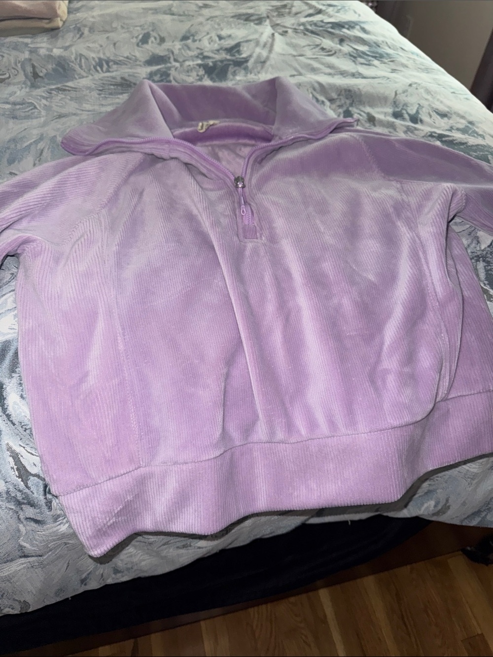 Kyodan Lavender Cropped Quarter-Zip Turtleneck Pullover